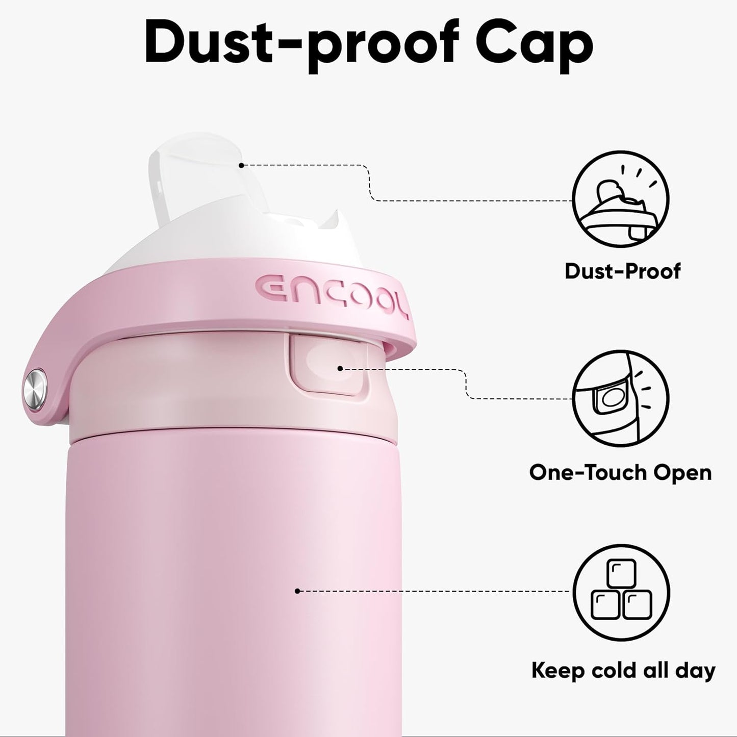 ENCOOL Leakproof Insulated Water Bottle with Straw Dual-Sip Water Bottle Bag-Safe Design for Work, Commute & Gym – Keeps Drinks Cold All Day, 24 oz, Lemonade Pink - Colors B