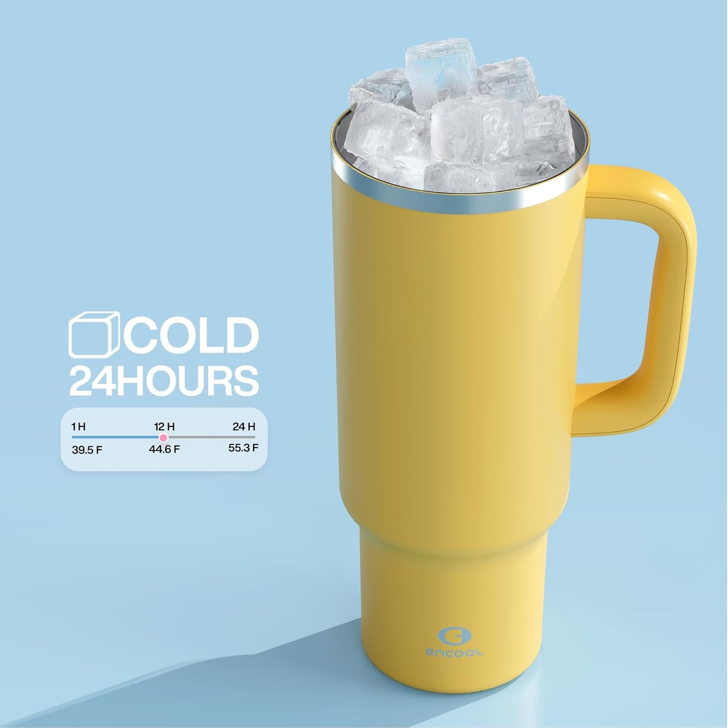 40 oz Tumbler with Handle and Straw: Stainless Steel Insulated Tumbler Keeps Cold for 24 Hours, Leakproof Travel Cup Fits in Cup Holder and BPA-Free, Cotton Candy