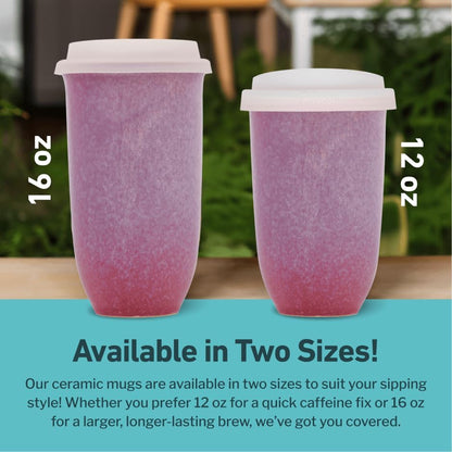 NOVA CERAMICS Coffee Tumbler – Travel Mug - On the Go Coffee Mug – Microwave & Dishwasher Safe Green Coffee Tumbler - Gifts For Women Men Him Her – 16oz – Monsoon