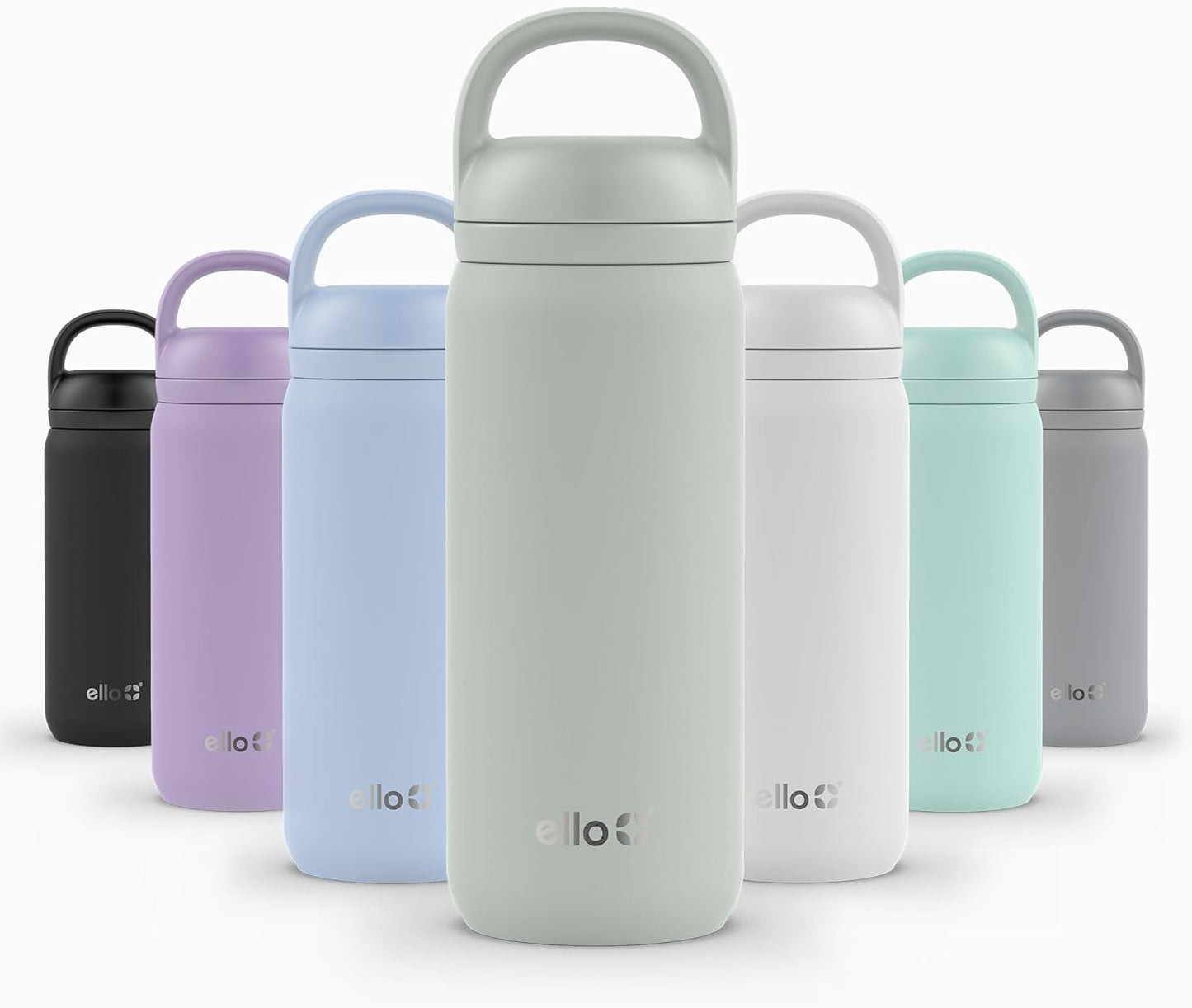 Ello Cooper 22oz Stainless Steel Water Bottle with Straw and Carry Handle, Double Walled and Vacuum Insulated Metal, Leak Proof Locking Lid with Soft Silicone Spout, Reusable, BPA Free, Lilac