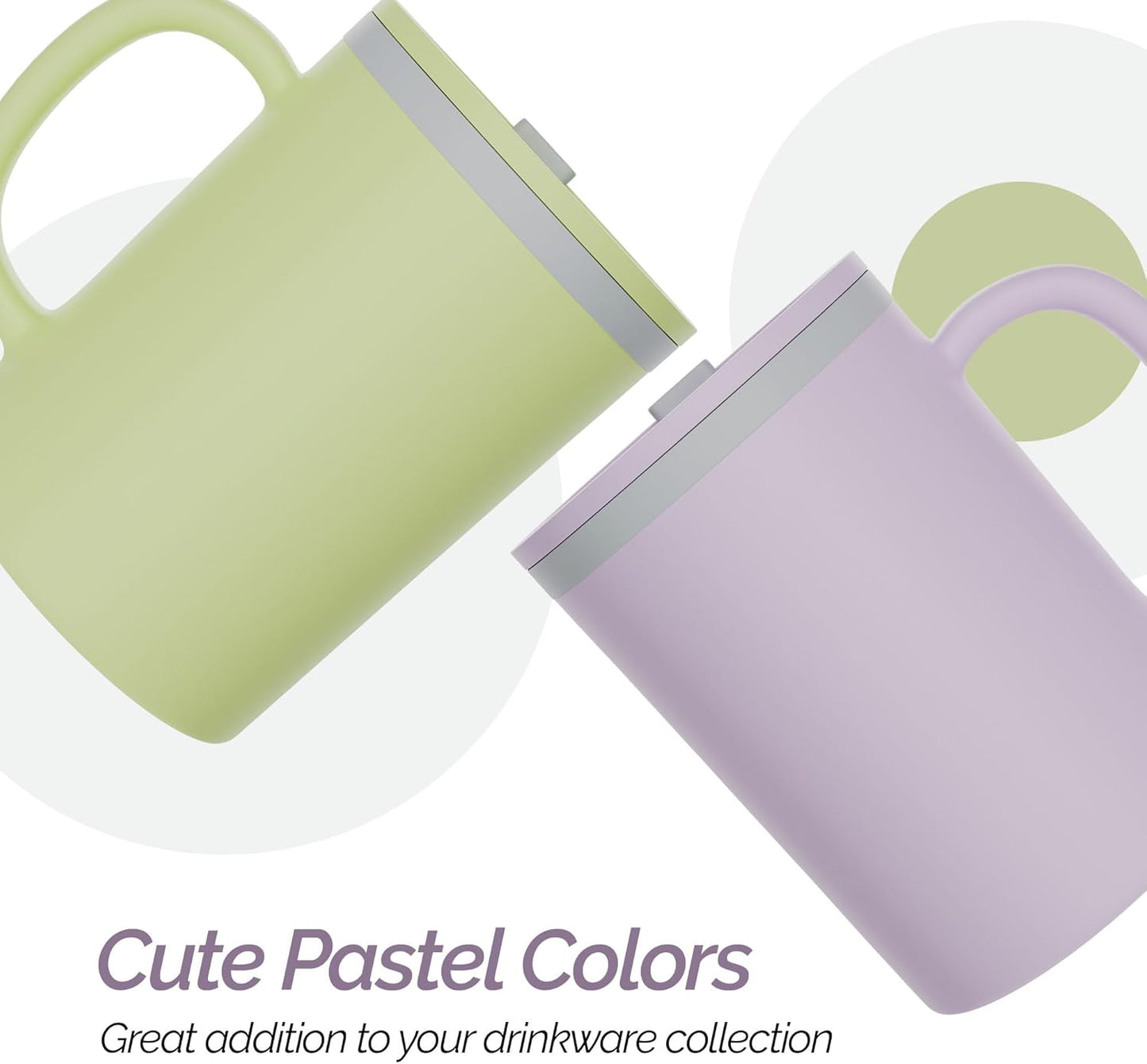 Copco Iconic 16oz Double Wall Insulated Desk Mug with Lid & Handle, Set of 2, BPA-Free Reusable Plastic, Spill-Resistant, Microwave & Dishwasher Safe, Wide Mouth (Grey)