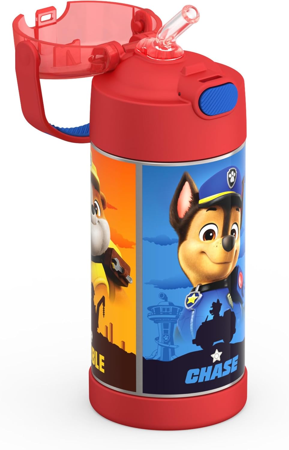 THERMOS FUNTAINER Water Bottle with Straw - 12 Ounce - Kids Stainless Steel Vacuum Insulated Water Bottle with Lid, Bluey - Colors A