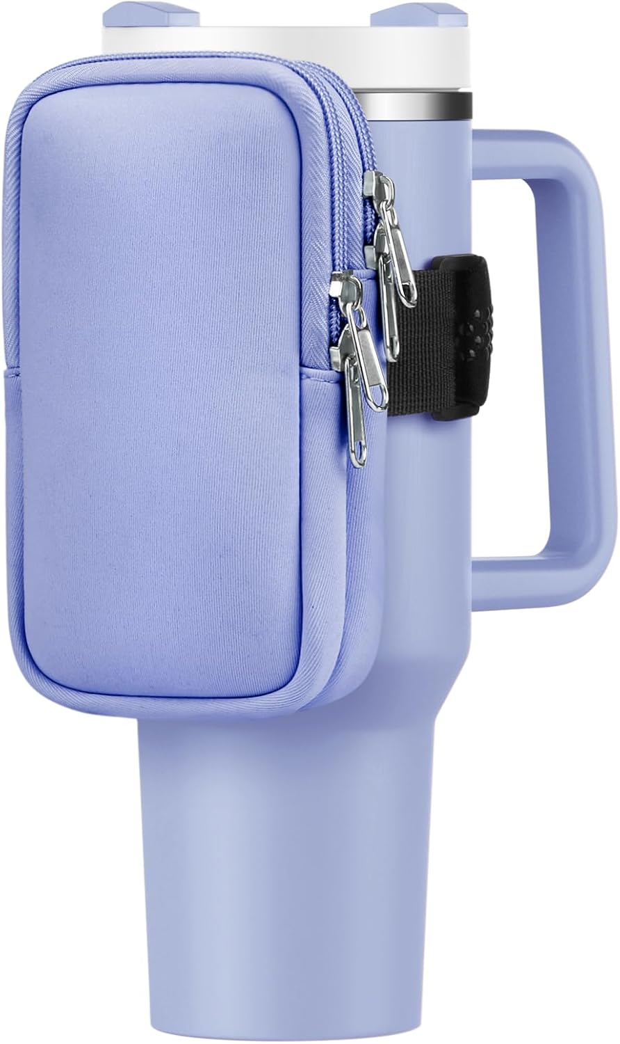Water Bottle Pouch For Stanley Cup 40oz 30oz, Running Water Bottle Bag for Cards, Keys, Phone, Gym Accessories For Men Women, Travel Tumbler Mug Pouch Compatible With Stanley, Simple Modern