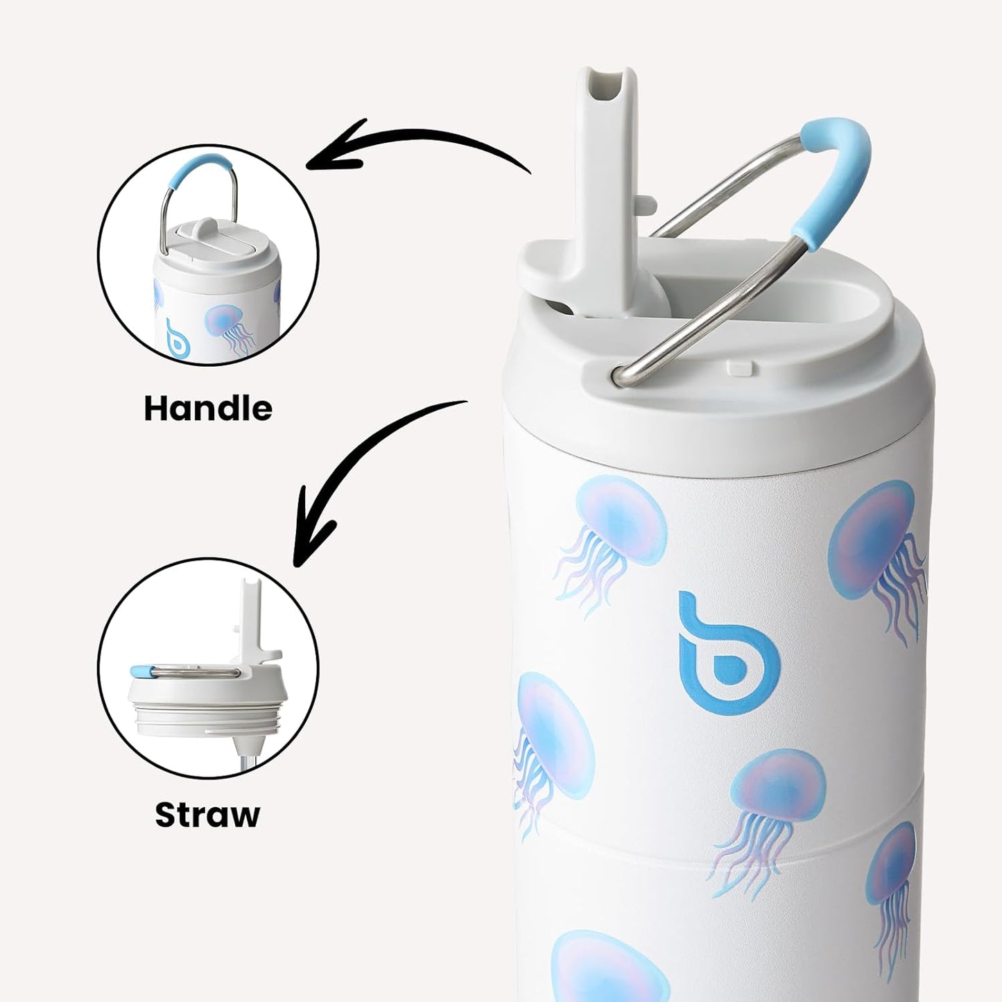 BOTTLE BOTTLE Insulated Water Bottle 24oz with Straw Lid and Handle for Sports Travel Gym Stainless Steel Water Bottles Double-Wall Vacuum Metal Leak Proof BPA-Free
