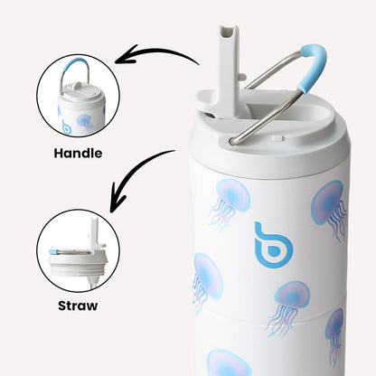 BOTTLE BOTTLE Insulated Water Bottle 24oz with Straw Lid and Handle for Sports Travel Gym Stainless Steel Water Bottles Double-Wall Vacuum Metal Leak Proof BPA-Free