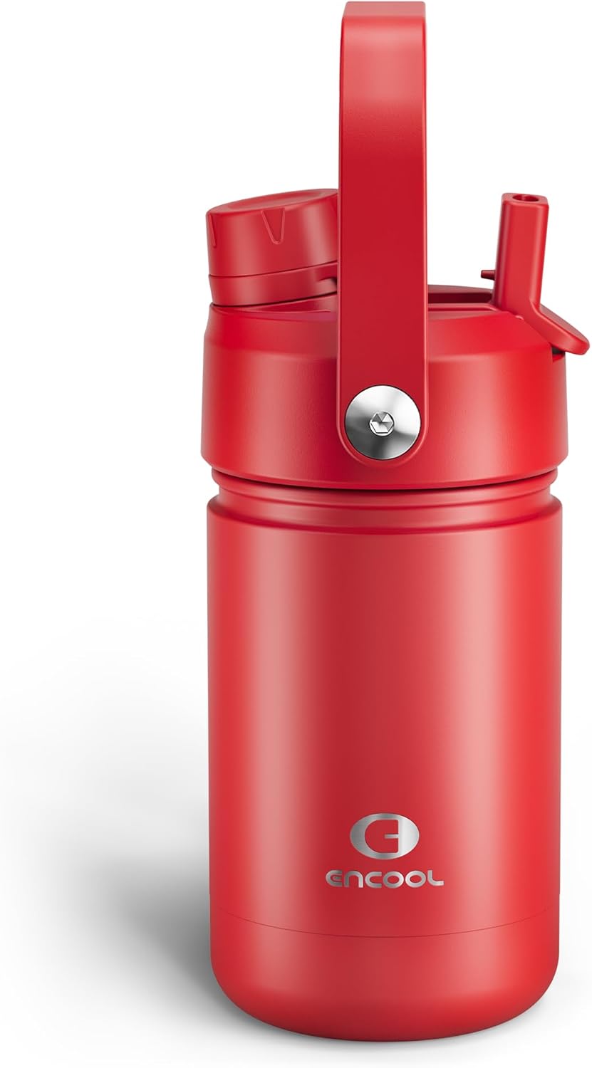 ENCOOL Insulated Water Bottle with Straw Stainless Steel Water Bottle, Leak-Proof, BPA-Free, Double Wall Vacuum Keeps Cold for 24 Hours for Sports, Travel, School (26 oz, Cotton Candy) - Colors B