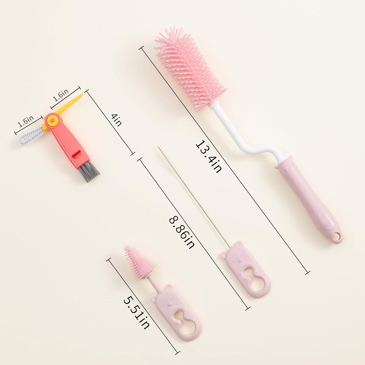 Chemimoso Silicone Bottle Cleaning Brush, 13.4in Long Handle Water Cup Bottles Cleaner for Baby Bottles, Stanley Mug, Sports Bottle, Glass Vase, with a Tiny Cup Lid Gap Cleaning Brush, z Blue