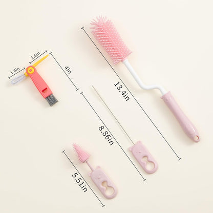 Chemimoso Silicone Bottle Cleaning Brush, 13.4in Long Handle Water Cup Bottles Cleaner for Baby Bottles, Stanley Mug, Sports Bottle, Glass Vase, with a Tiny Cup Lid Gap Cleaning Brush, z Blue