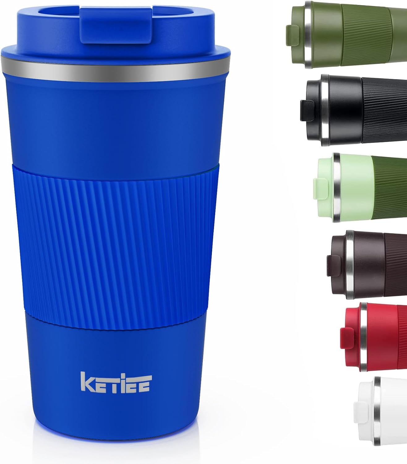 KETIEE Travel Coffee Mug Spill Proof 12oz, Insulated Travel Mug to Go, Reusable Coffee Cup with Seal Lid, Vacuum Stainless Steel Tumbler for Hot/Cold Drinks (Red)