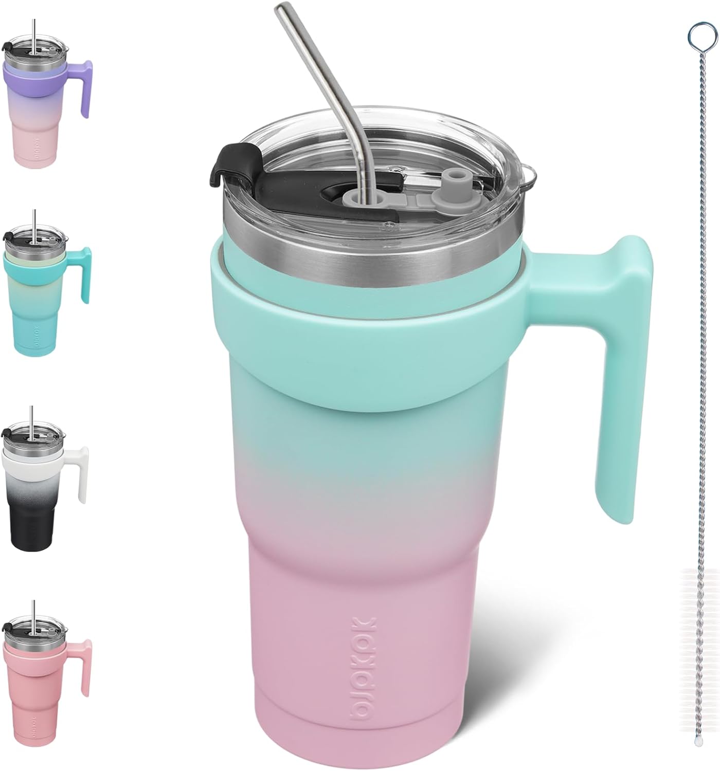 BJPKPK Tumbler With Handle And Straw Lid 40 oz Stainless Steel Insulated Coffee Tumbler Cups For Home, Office or Car,Turquoise