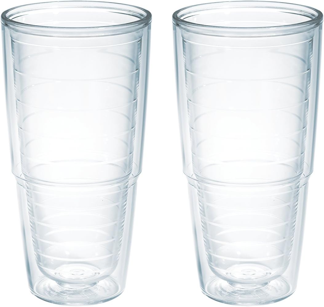 Tervis Clear & Colorful Tabletop Made in USA Double Walled Insulated Tumbler Travel Cup Keeps Drinks Cold & Hot, 16oz Mug, Clear