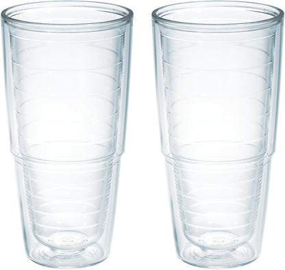 Tervis Clear & Colorful Tabletop Made in USA Double Walled Insulated Tumbler Travel Cup Keeps Drinks Cold & Hot, 16oz Mug, Clear