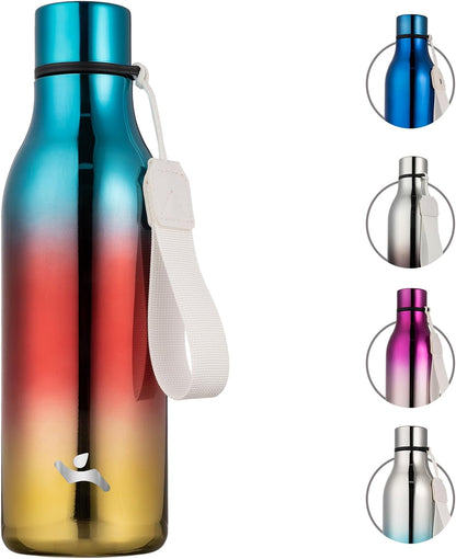 Konokyo Insulated Water Bottle with Strap,18 oz Double Wall Stainless Steel Vacuum Bottles Metal Water Flask,Macaron Green - Colors A