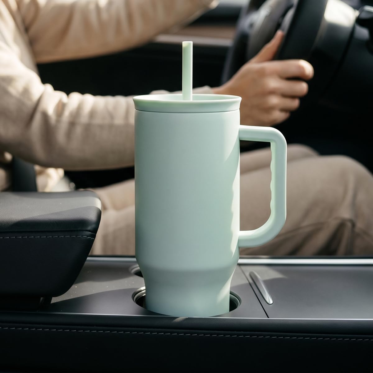 Floral Tumbler with Handle 40oz, Stainless Steel Insulated Tumblers Coffee Travel Mug Cup with Straw, Flower Coffee Cup Gifts for Women Girls, Gift for Her on Christmas Birthday Mothers Day