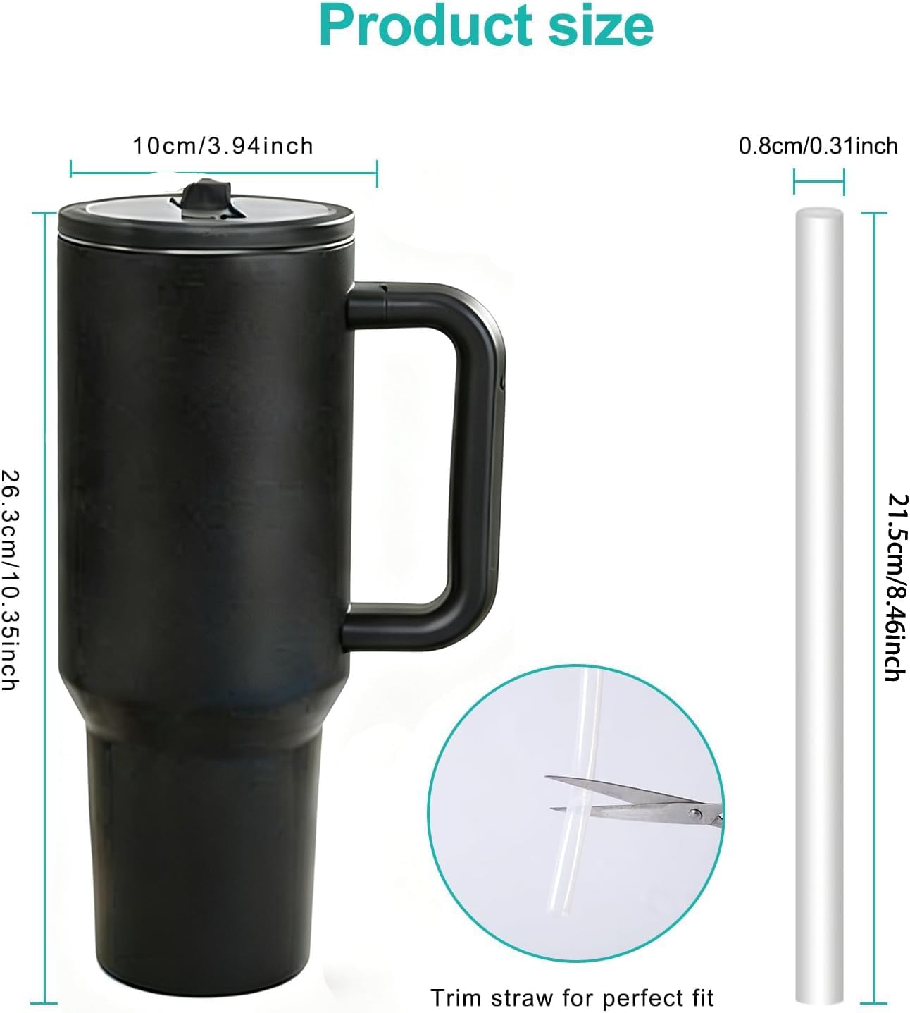 40 oz Insulated Tumbler with Handle,Flip Straw,Lid & Rubber Base Stainless Steel Water Bottle - Leak Proof Vacuum Insulated Mug BPA Free Reusable Travel Cup Gifts for Women/Men (light blue)