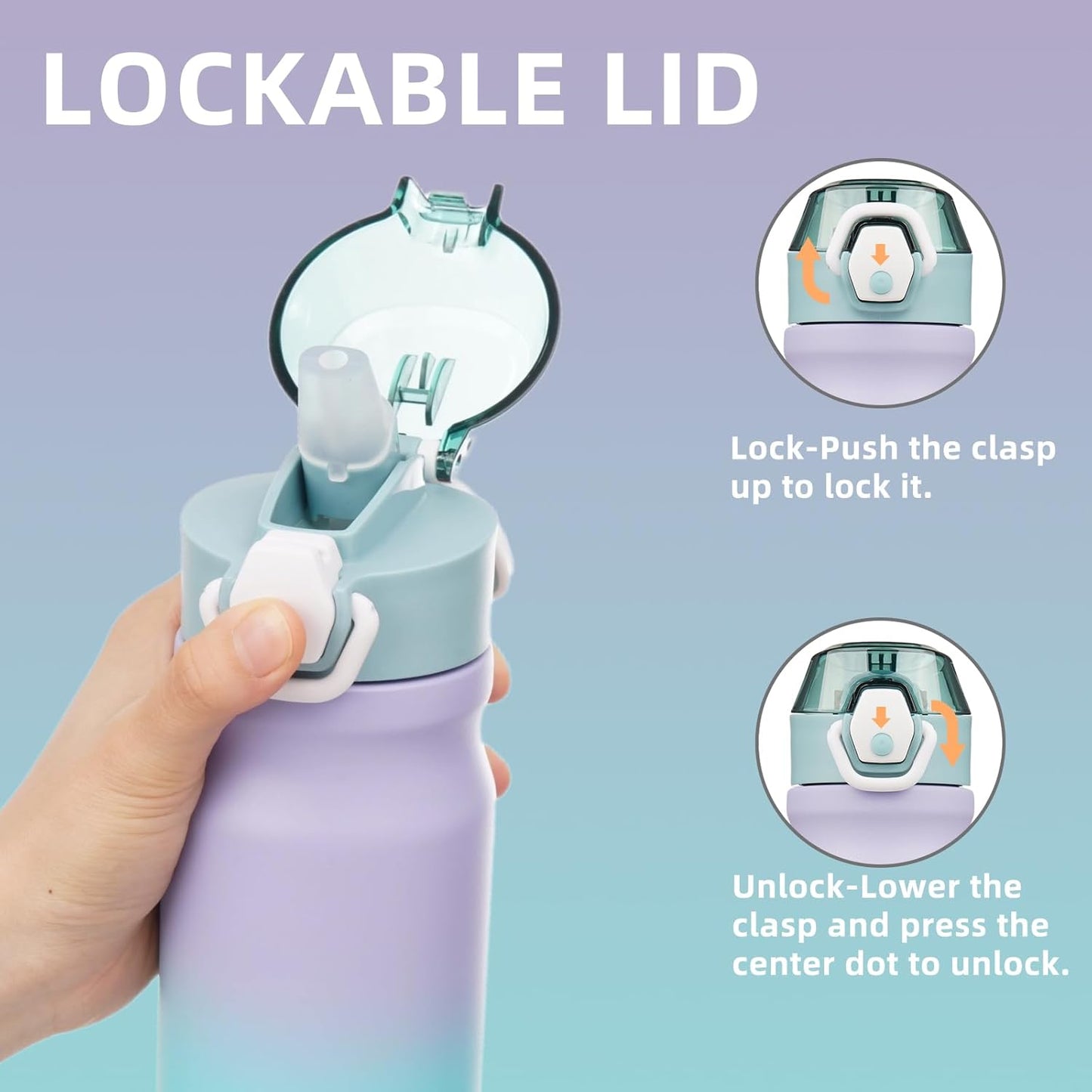 Konokyo 18 oz Insulated Water Bottle with Straw Lid, Stainless Steel Vacuum Sports Water Bottle, Leak-Proof Reusable Metal Flask with Carry Loop, BPA-Free Travel Bottle for Gym, School, Office