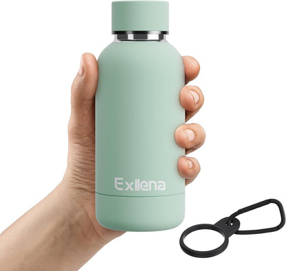 Exllena Slim Insulated Water Bottles for Travel 18oz with Clip, Double Wall Vacuum Stainless Steel Water Bottle Keeps Drinks Cold 24 Hrs/Hot 12 Hrs, 100% Leakproof, BPA Free(Black)