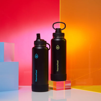 ThermoFlask Insulated Water Bottle with Spout Lid (24 oz, Lemonade Stand) - Leakproof, Stainless Steel Water Bottle for Cold & Hot Drinks, Travel & Daily Hydration