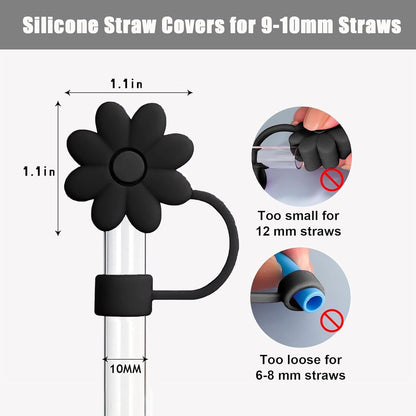 Flower Straw Covers Toppers for Stanley Cups 30&40 Oz Tumbler with Handle Accessories 4PCS Silicone Straw Caps Reusable Straws Tips Protectors for Stanley Cup 10mm 0.4in Straws,Off White
