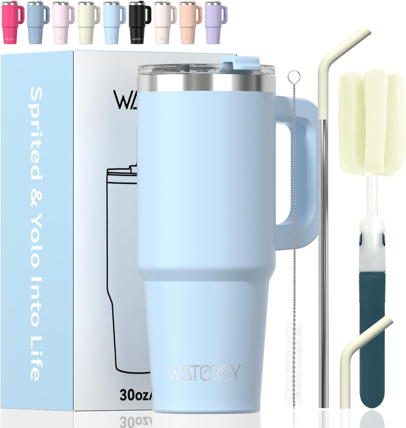 40 oz Tumbler with Handle,Tumbler with Lid and Straw,Double Wall Insulated Cup Stainless Steel Travel Mug(Cold for 34 Hours),Water Bottle for Iced Tea,Coffee,Cold Beverages(Purple)