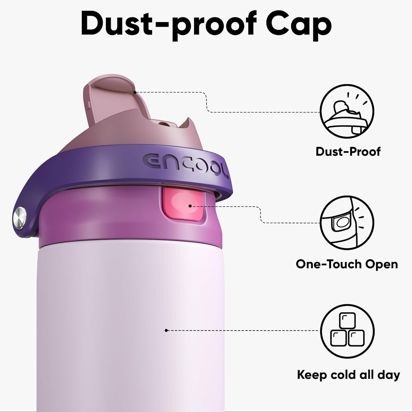 ENCOOL Leakproof Insulated Water Bottle with Straw Dual-Sip Water Bottle Bag-Safe Design for Work, Commute & Gym – Keeps Drinks Cold All Day, 24 oz, Lemonade Pink - Colors B