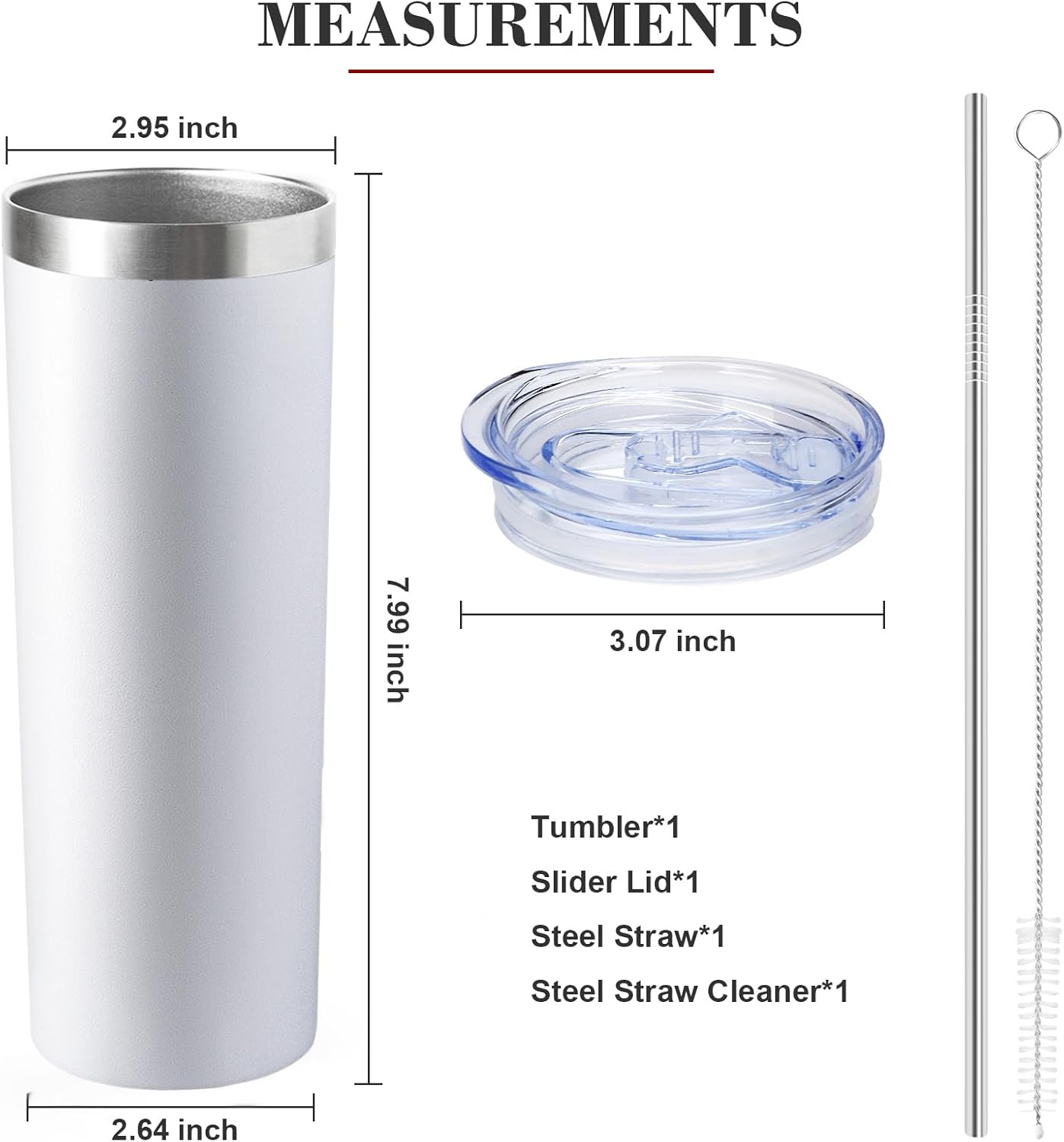 20 oz Skinny Tumblers with Lid and Straw,Stainless Steel Vacuum Insulated Tumbler Cup Double Wall Travel Coffee Mug, Thermal Water Tumbler for Hot and Cold Drinks(Rose Gold,1)