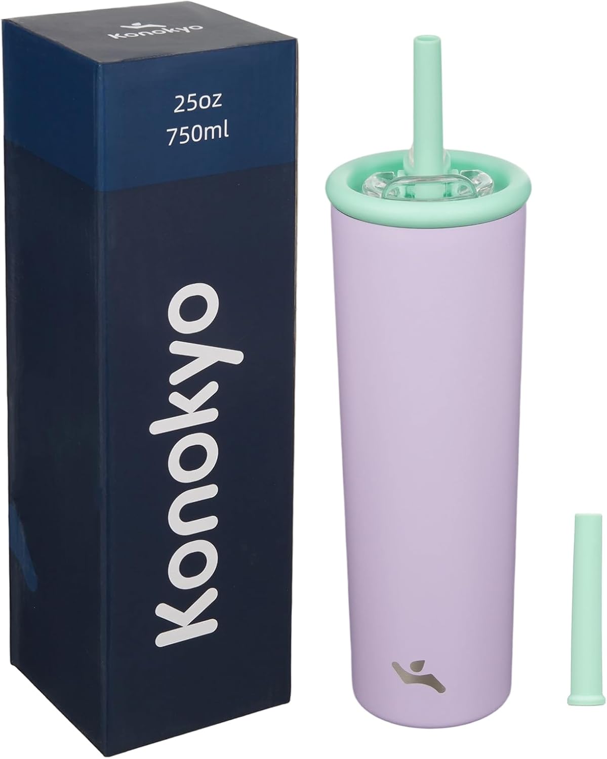 Konokyo 25oz Insulated Tumbler with Lid and Straw, Reusable Iced Coffee Cup with Lid, Travel Coffee Mug, BPA-Free, Leak-Proof and Durable, Oasis