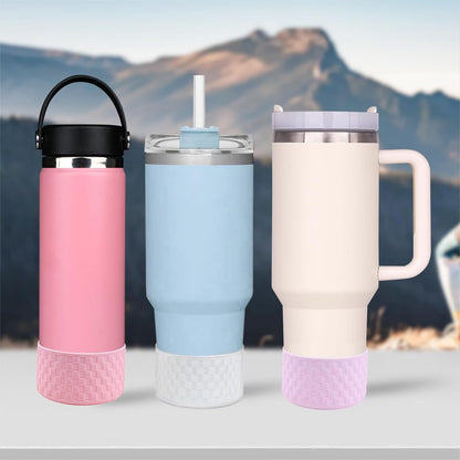 HEYSKAY 2pcs Protective Flask Silicone Boot Base for Stanley Quencher Adventure 40oz & Stanley IceFlow 20oz 30oz Tumbler, and Compatible with 12-24oz Hydro Sport Water Bottles,Yeti and More