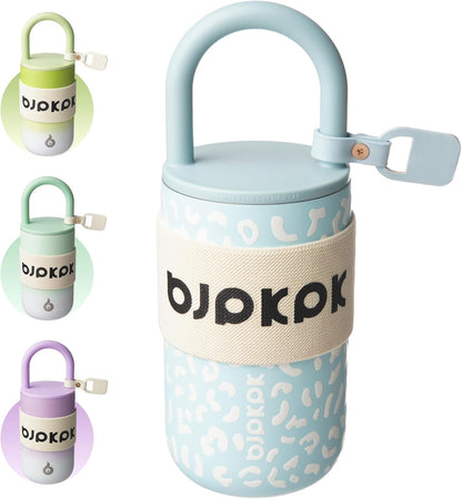 BJPKPK 13oz Insulated Stainless Steel Loop Tumbler With Lid And Handle Travel Coffee Mug Thermal Cup,Latte