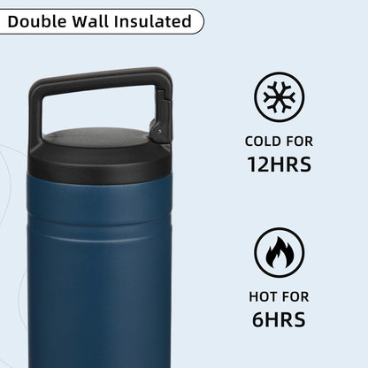 BJPKPK Insulated Water Bottle with 2 Lids,20 oz Double Wall Stainless Steel Vacuum Tumbler Travel Coffee Mug,Wide Mouth Thermal Cup,Haze Blue