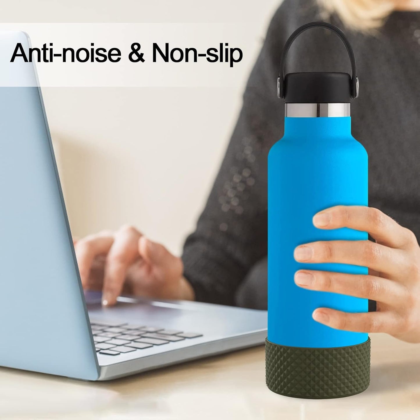 WUQID Water Bottle Boot, Diamond Silicone Boot Compatible with Stanleyy Tumbler 20-40oz & Hydroo Flask Bottle 12oz-24oz, Reduces Dents Sleeve Cover for More Bottles/Tumblers Bottom of 2.83-2.95in