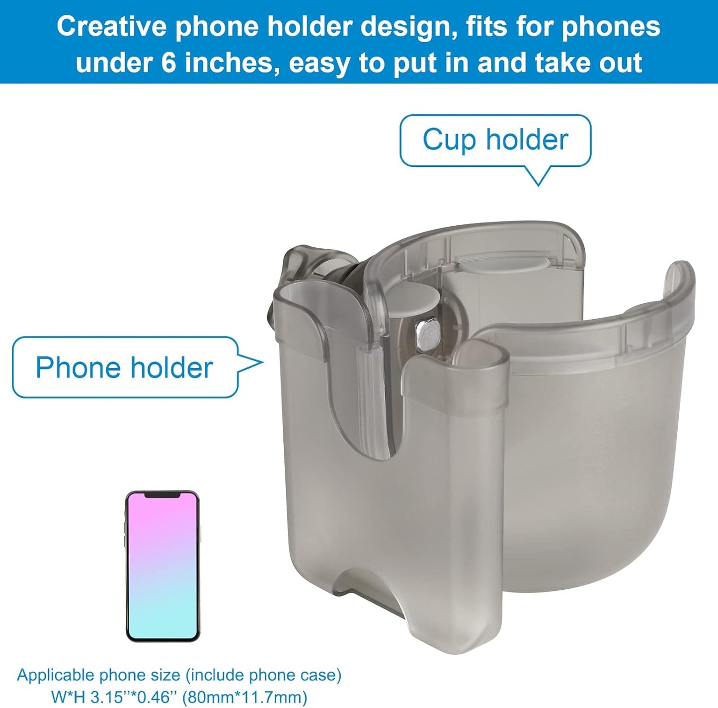 Accmor Stroller Cup Holder with Phone Holder, Bike Cup Holder, Universal Cup Holder for Uppababy Nuna Doona Strollers, 2-in-1 Cup Holder for Walker, Wheelchair, Scooter - Colors A