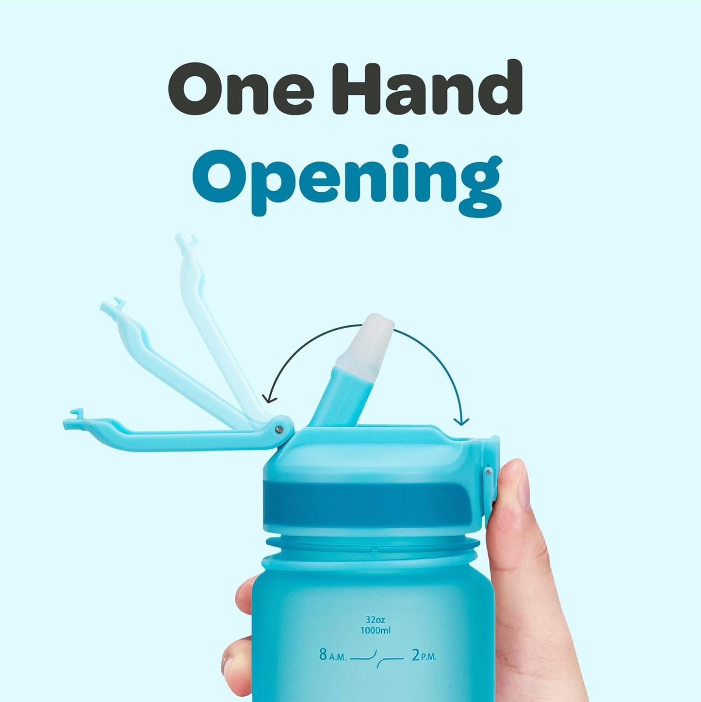 Hydracy Water Bottle with Time Marker -Large BPA Free Water Bottle & No Sweat Sleeve -Leak Proof Gym Bottle with Times to Drink - Ideal for Fitness Sports & Outdoors