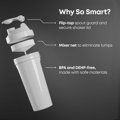 Smartshake Lite 4-Pack Protein Shaker Bottle 400 ml | 13.5 oz - Leakproof Screw-on Lid - BPA Free – Unisex - Mist Grey, Army Green, Black, Navy Blue | 4-Pack