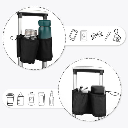 Luggage Travel Cup Holder Free Hand Drink Carrier Hold Two Coffee, Luggage Drink Holder for Suitcase for Most Flight Attendants, Business People, Travel Essentials(Black)