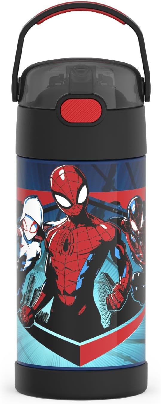 THERMOS FUNTAINER Water Bottle with Straw - 12 Ounce - Kids Stainless Steel Vacuum Insulated Water Bottle with Lid, Bluey - Colors A