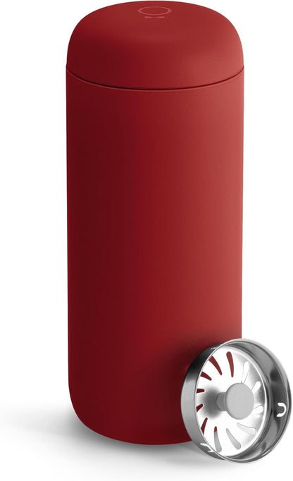 Fellow 16 oz Carter Move Travel Mug - Vacuum-Insulated Stainless Steel Travel Coffee Mug - Coffee Tumbler with Ceramic Interior and Splash Guard - Matte Black