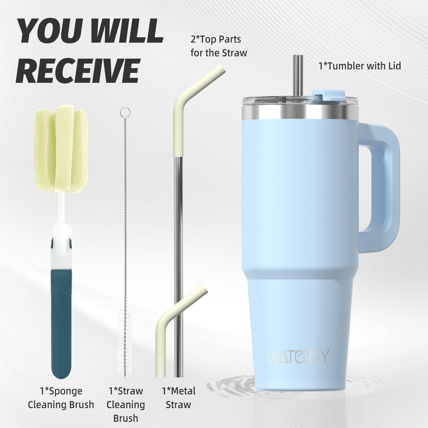 40 oz Tumbler with Handle,Tumbler with Lid and Straw,Double Wall Insulated Cup Stainless Steel Travel Mug(Cold for 34 Hours),Water Bottle for Iced Tea,Coffee,Cold Beverages(Purple)