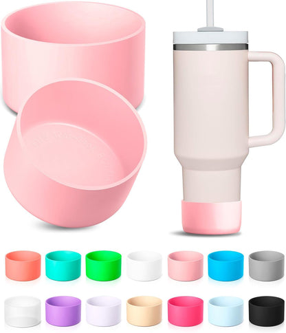 KTKUDY 2Pcs Silicone Boot for Stanley Quencher Tumbler 30 oz 40 oz & IceFlow 20 oz 30 oz & Fit Owala Freesip Water Bottle & Fit Hydro Flask & More - Cup Bottom Accessories Fit Stanley Cup