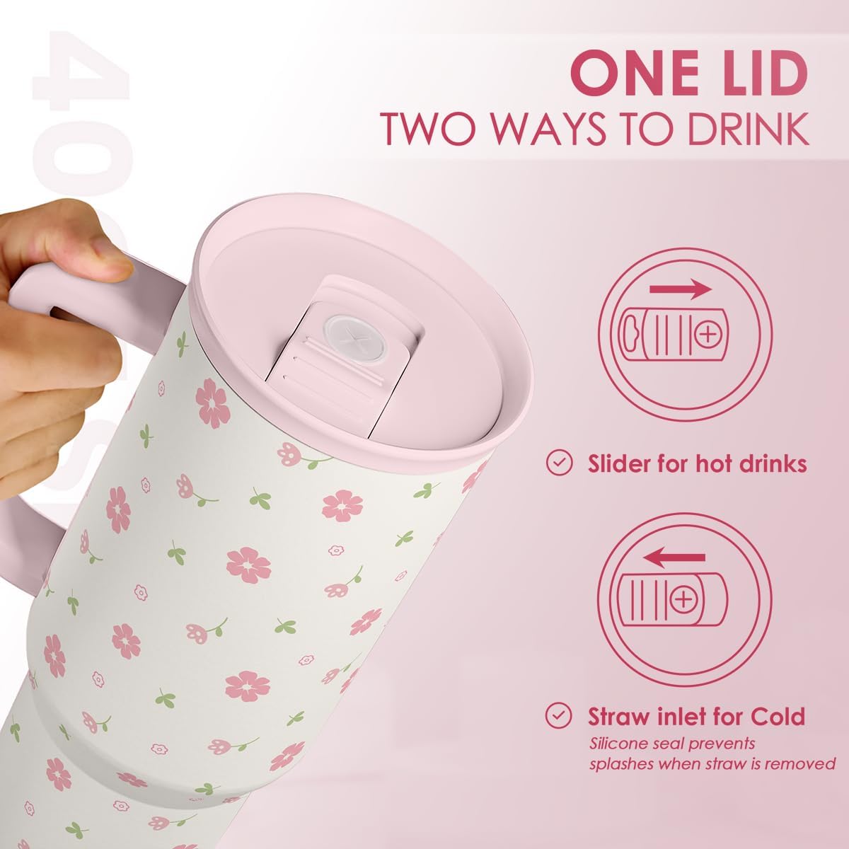 SANDJEST Pickleball 40oz Tumbler With Handle and Straw, Pickleball Queen Insulated Stainless Steel Travel Coffee Mug for Women Girls Players, Gift Idea for Birthday Christmas Mothers Day