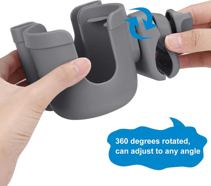 Accmor Stroller Cup Holder with Phone Holder, Bike Cup Holder, Universal Cup Holder for Uppababy Nuna Doona Strollers, 2-in-1 Cup Holder for Walker, Wheelchair, Scooter - Colors A