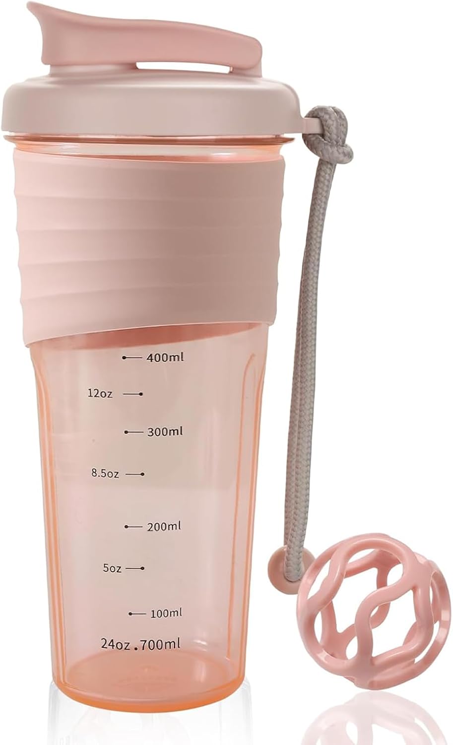 Shaker Bottle for Protein Mixes，24 oz，Protein Shaker Bottles with Whisk Ball, Mixer Bottle, Protein Bottle,Portable Pre Workout Whey Protein Drink Shaker Cup，Pink