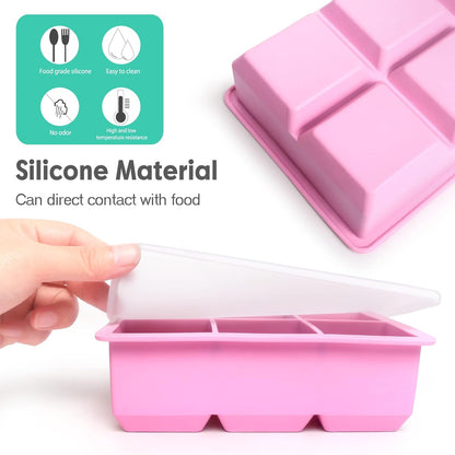 Excnorm Silicone Ice Cube Trays 3 Pack - Large Size Silicone Ice Cube Molds with Leak Proof Removable Lid Square Ice Cube Tray And BPA Free for Cocktail,Whiskey, Stackable Flexible Ice