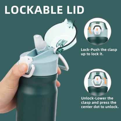 Konokyo 18 oz Insulated Water Bottle with Straw Lid, Stainless Steel Vacuum Sports Water Bottle, Leak-Proof Reusable Metal Flask with Carry Loop, BPA-Free Travel Bottle for Gym, School, Office