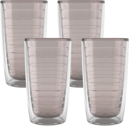 Tervis Clear & Colorful Tabletop Made in USA Double Walled Insulated Tumbler Travel Cup Keeps Drinks Cold & Hot, 16oz Mug, Clear