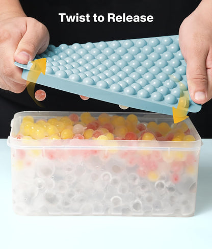 Ice Cube Tray with Lid and Bin – Round Ice Cube Trays for Freezer, BPA-Free Food-Grade Ice Mold, Stackable Ice Ball Maker, Iced Bucket Kits, Circle Ice Tray for Cocktails, Whiskey, Coffee, and Drinks