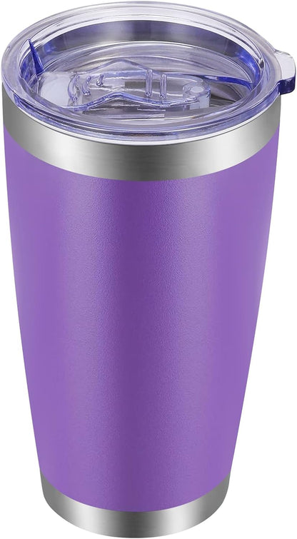 VEGOND 20oz Tumbler with Lid and Straw Stainless Steel Tumbler Cup Bulk Vacuum Insulated Double Wall Travel Coffee Mug Powder Coated Coffee Cup, Black, 12 Pack