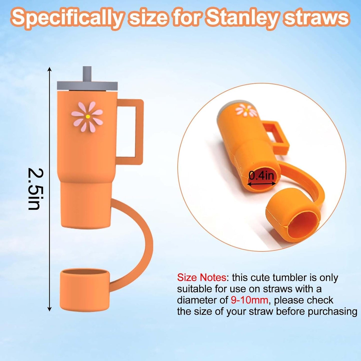 AIERSA 5Pcs Silicone Straw Cover Cap Compatible with 30&40 Oz Tumblers, Straw Tip Covers for Cups Accessories