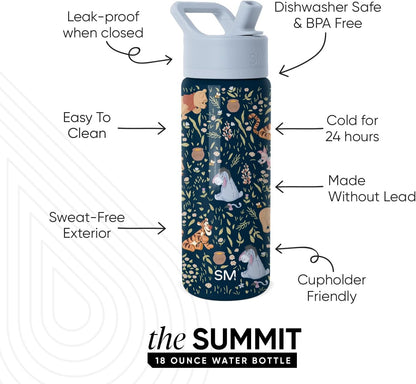Simple Modern Disney Minnie Mouse Kids Water Bottle with Straw Lid | 14oz Insulated Stainless Steel Kids Tumbler & Spill Proof Toddler Cup for School, Girls, Boys | Summit | Minnie Mouse Fun - Colors A