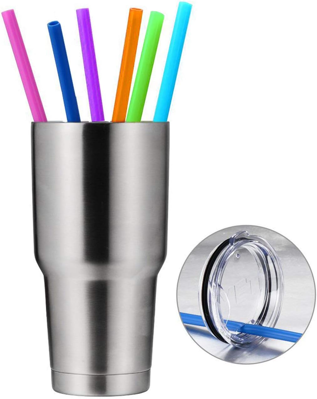 Pastel Color 14” Extra Long Silicone Replacement Straw for 40 oz Stanley Cup, Reusable Flexible Tall Giant Big Drinking Straw for Quencher Tumbler,1Gallon/64 oz Water Bottle,Hydro Jug-6 pack